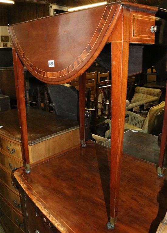 George III mahogany oval top pembroke table